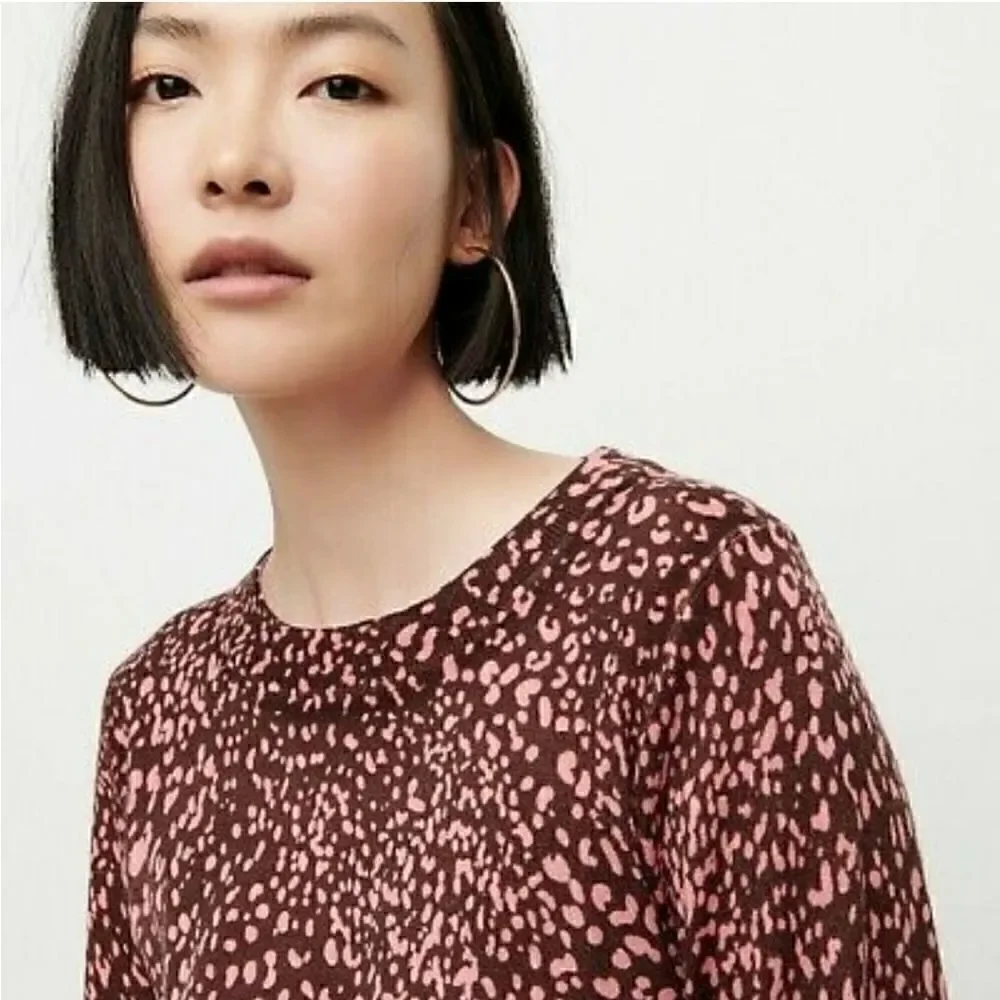 J CREW Tippi Pink Leopard Print Merino Wool Sweater